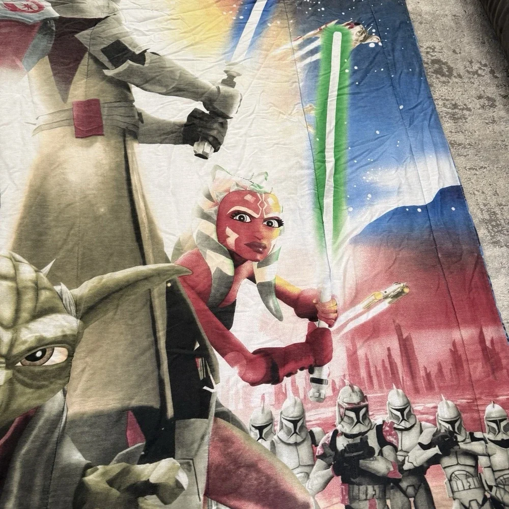 Star Wars Clone Wars Full Size Comforter Blanket Double Sided Yoda Ahsoka Anakin